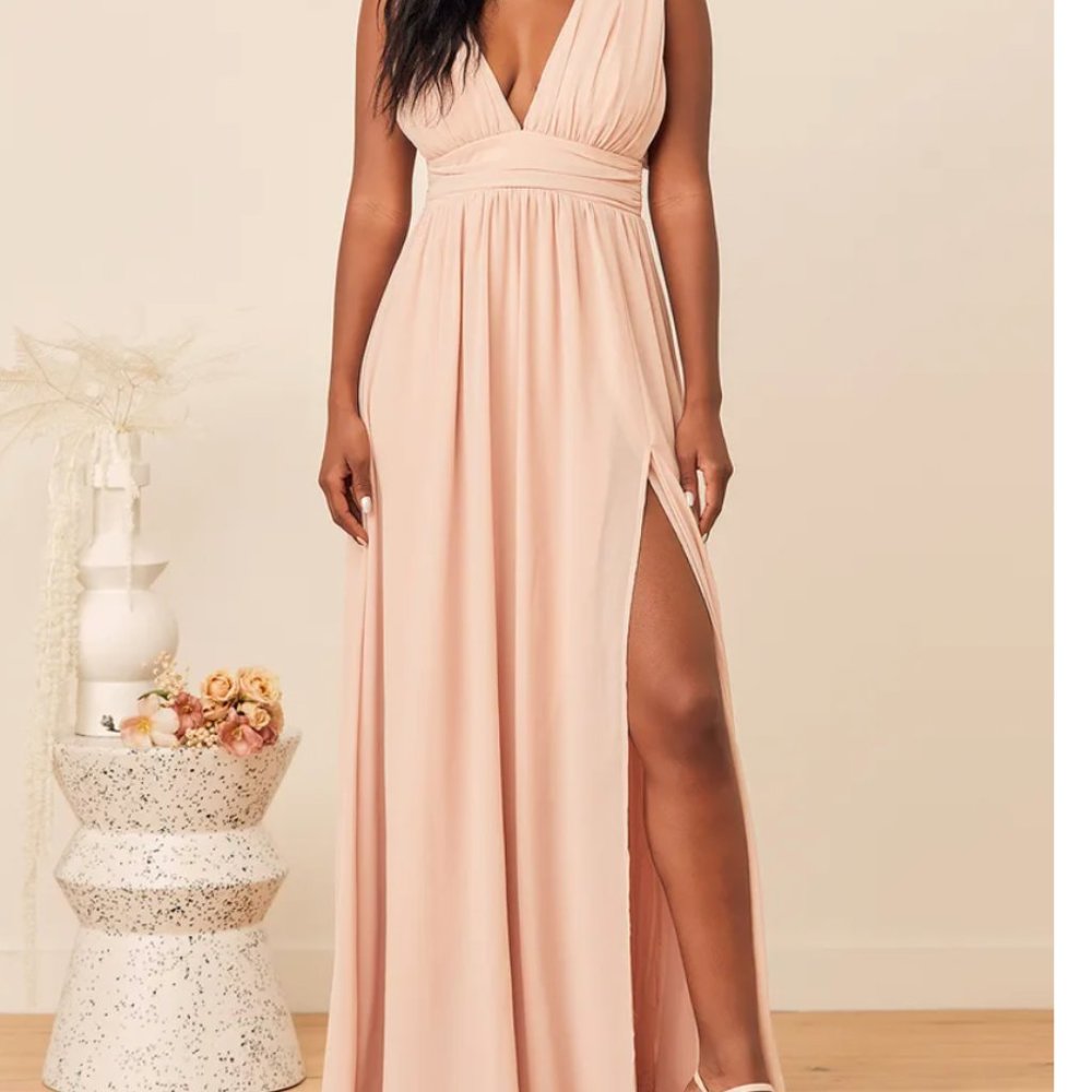 Heavenly Hues Blush Maxi Dress Bridesmaid SMALL